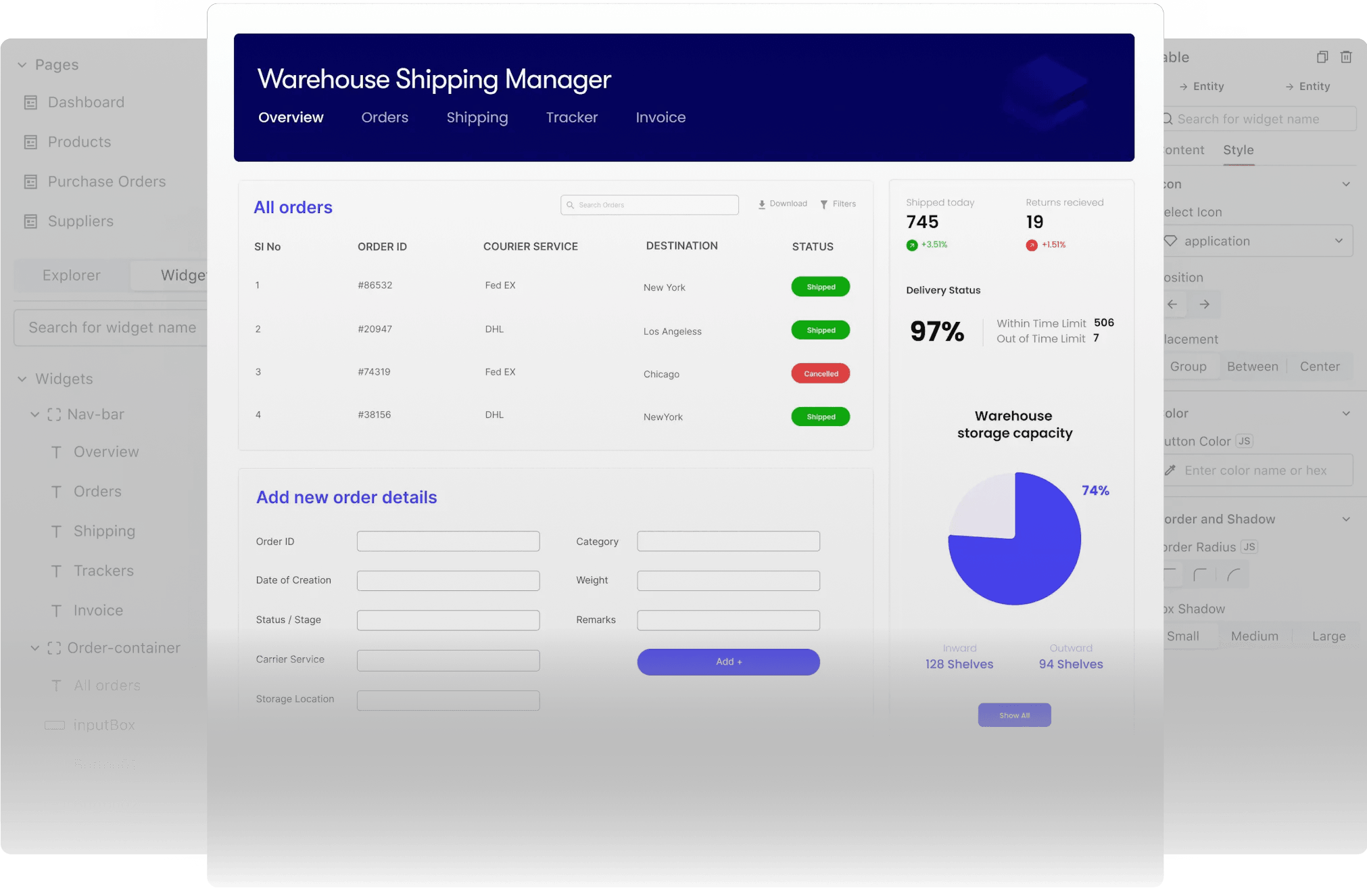 shipping-application-screen
