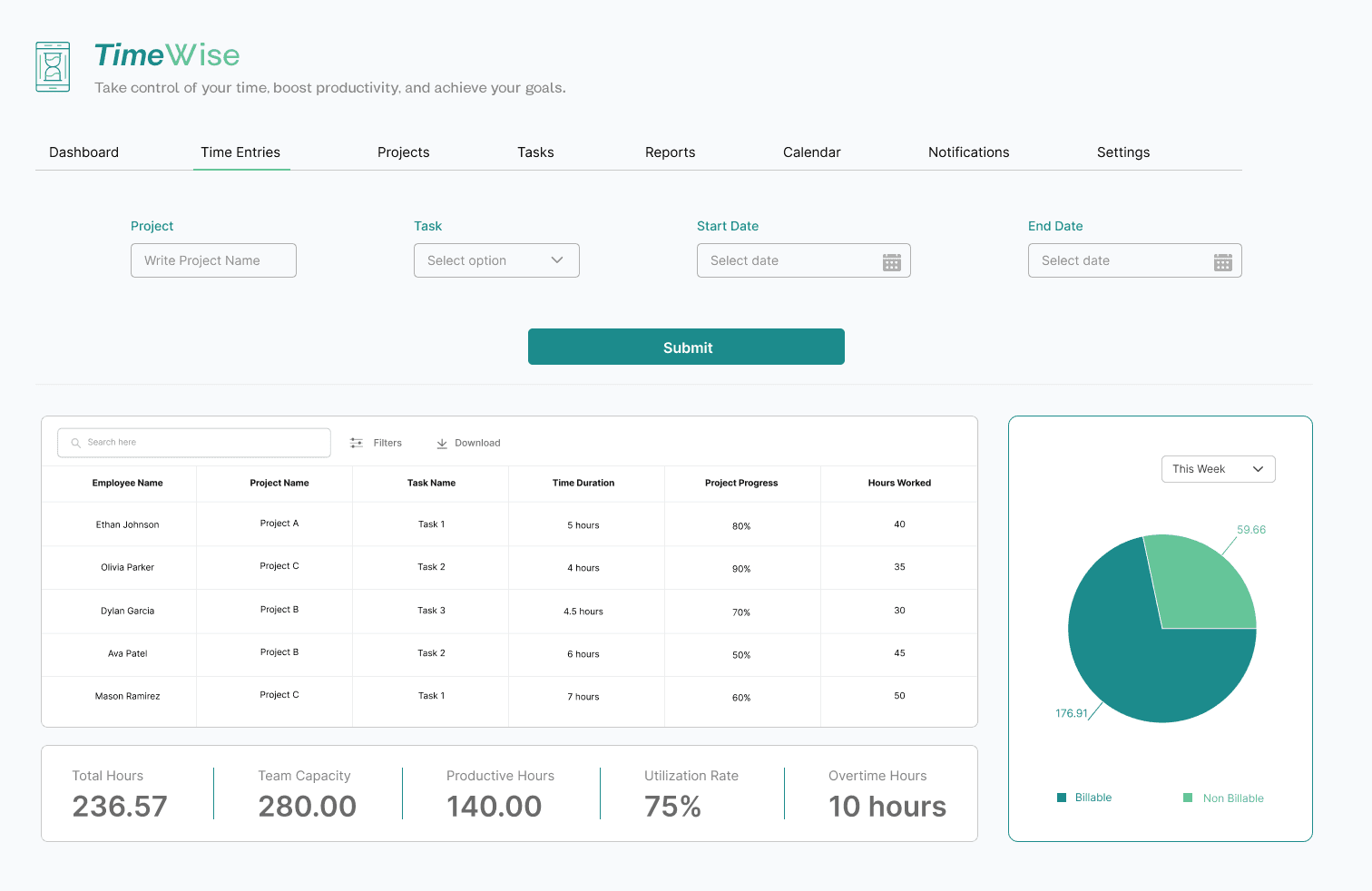 Time tracking application