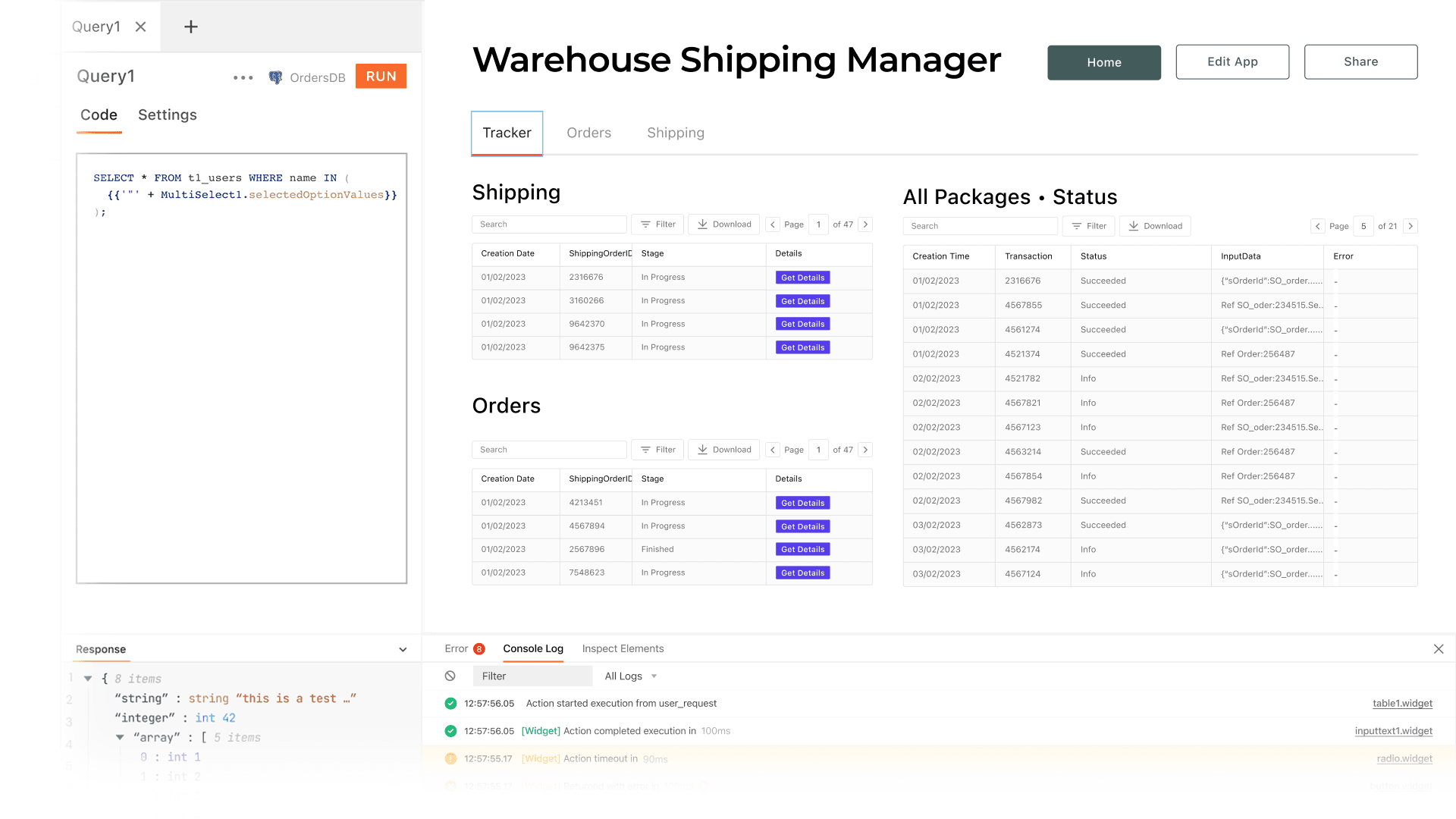 Portal • Warehouse shipping manager