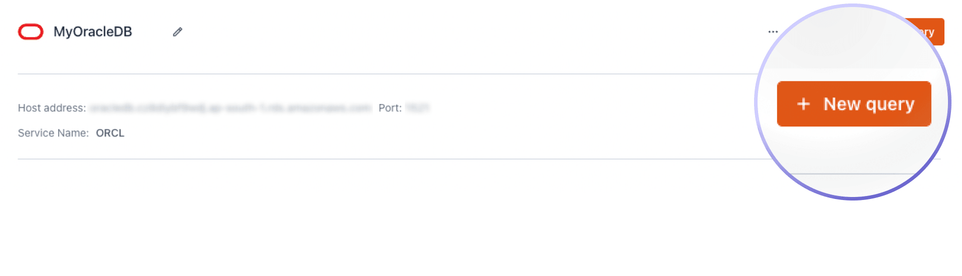 A New Query screen for Oracle databases as a datasource