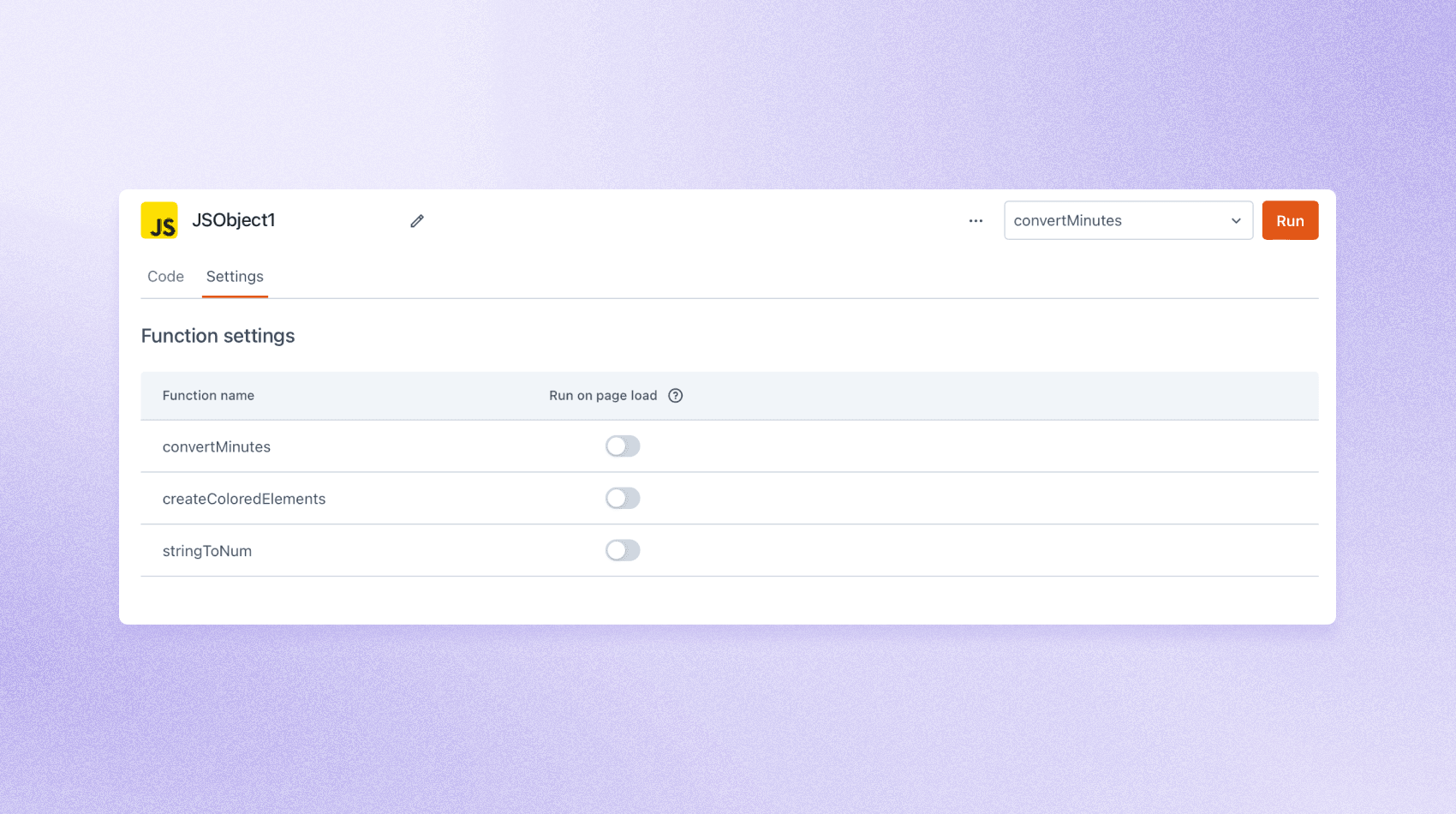 An image with purple background and a screenshot of JSobject settings.