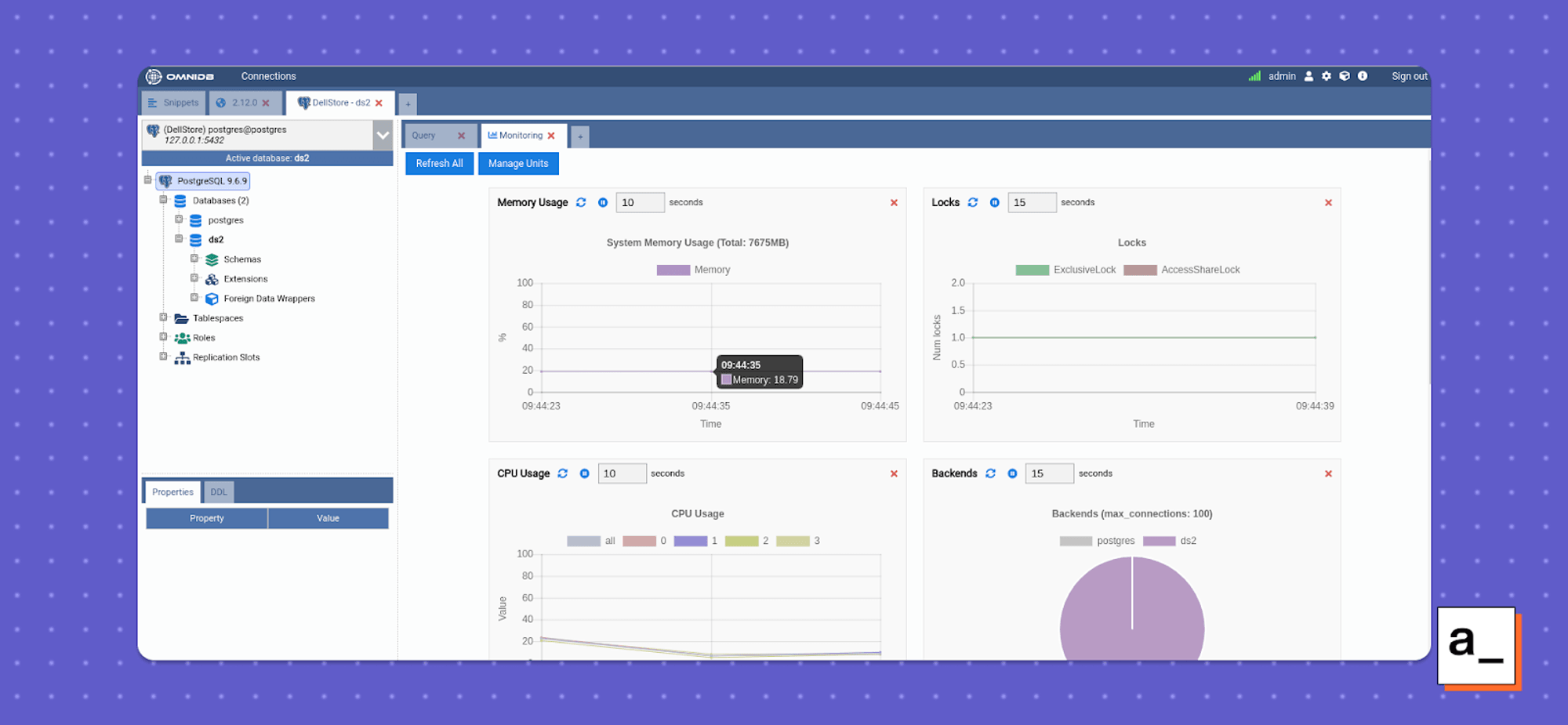 A screenshot of the OmniDB interface