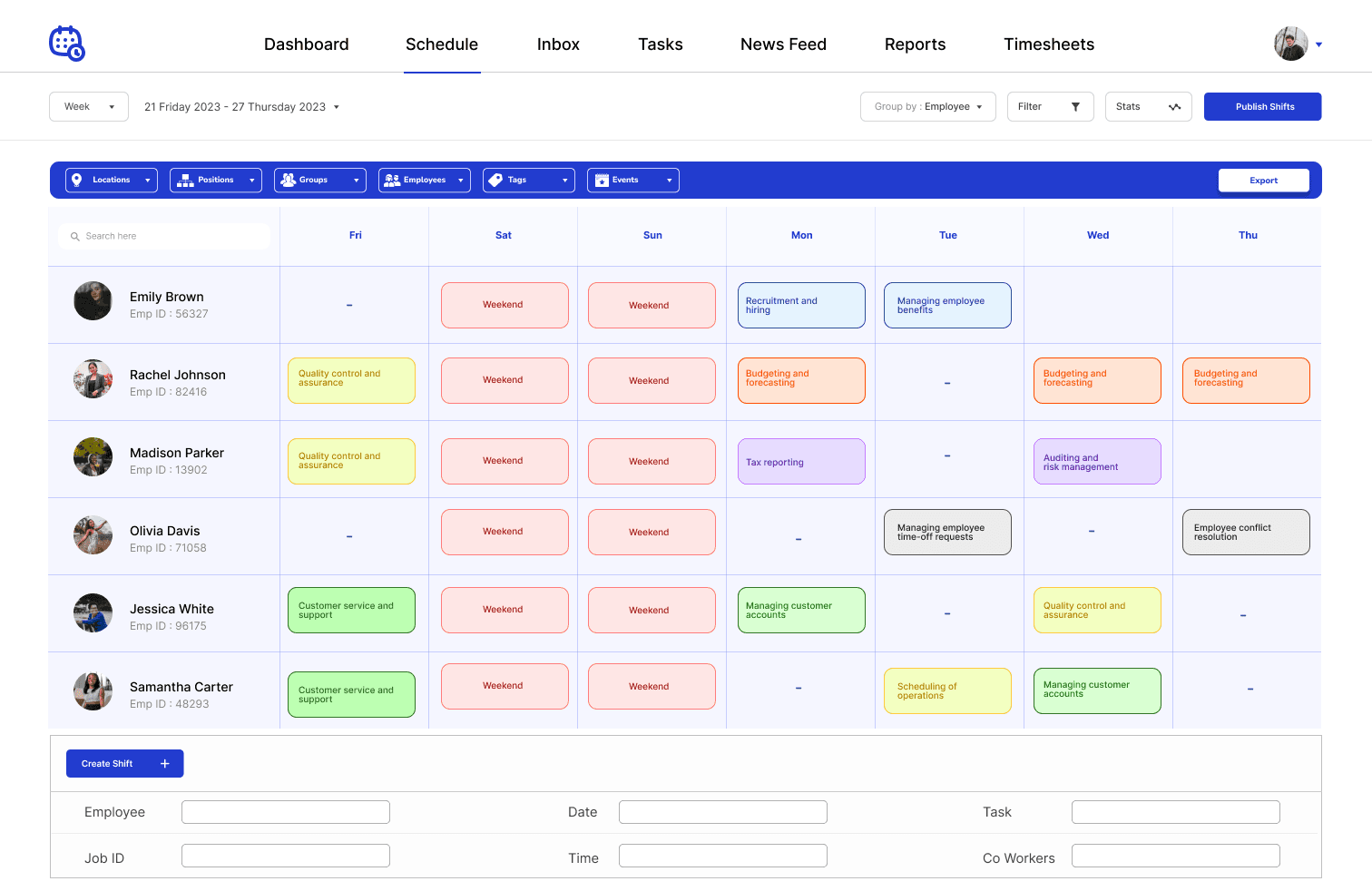 Employee scheduling software