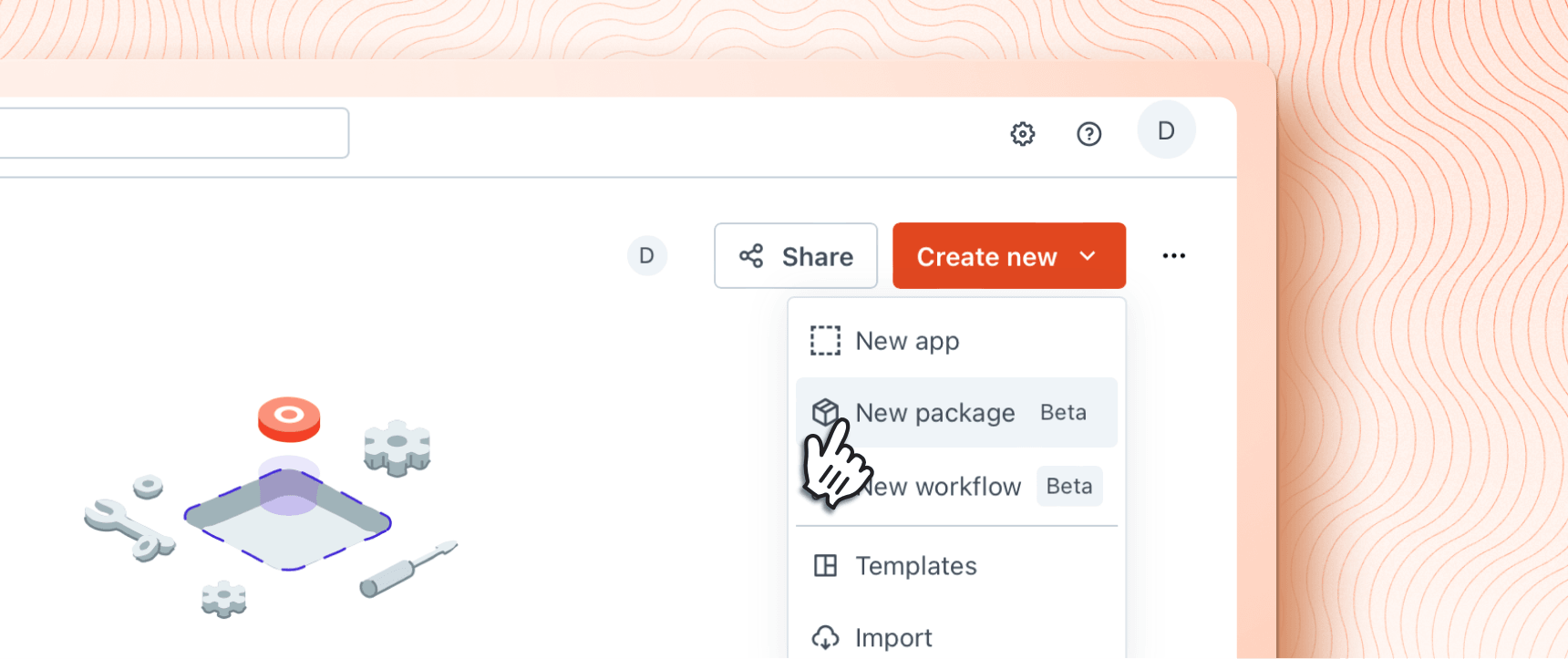 An image with orange background and a screenshot of the product.