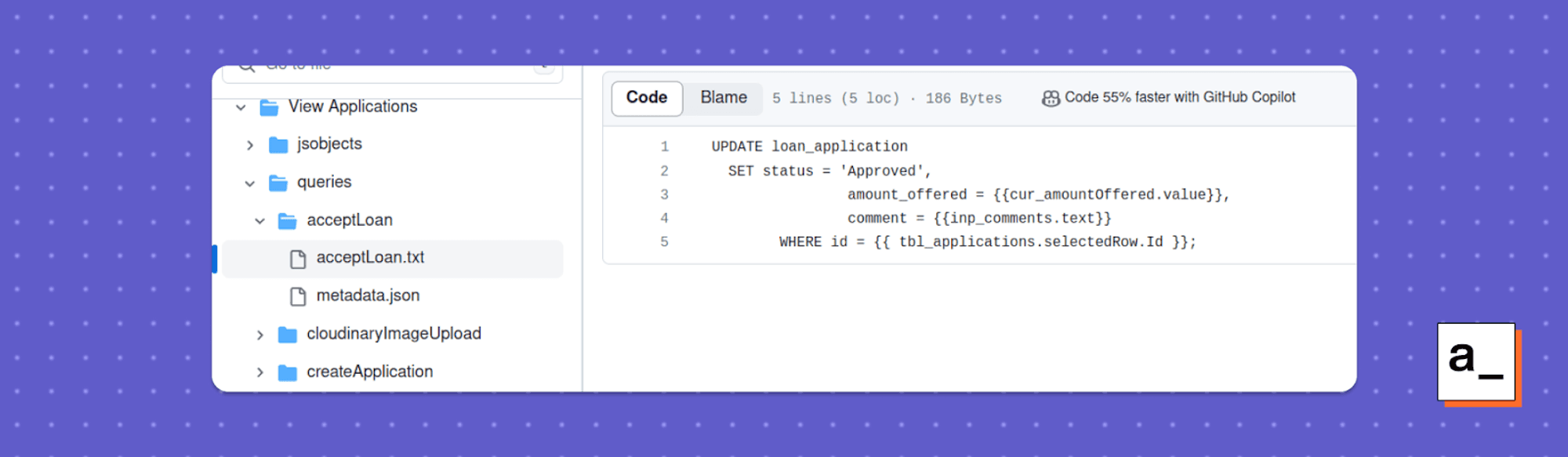 A screenshot showing how queries are stored in the filesystem.