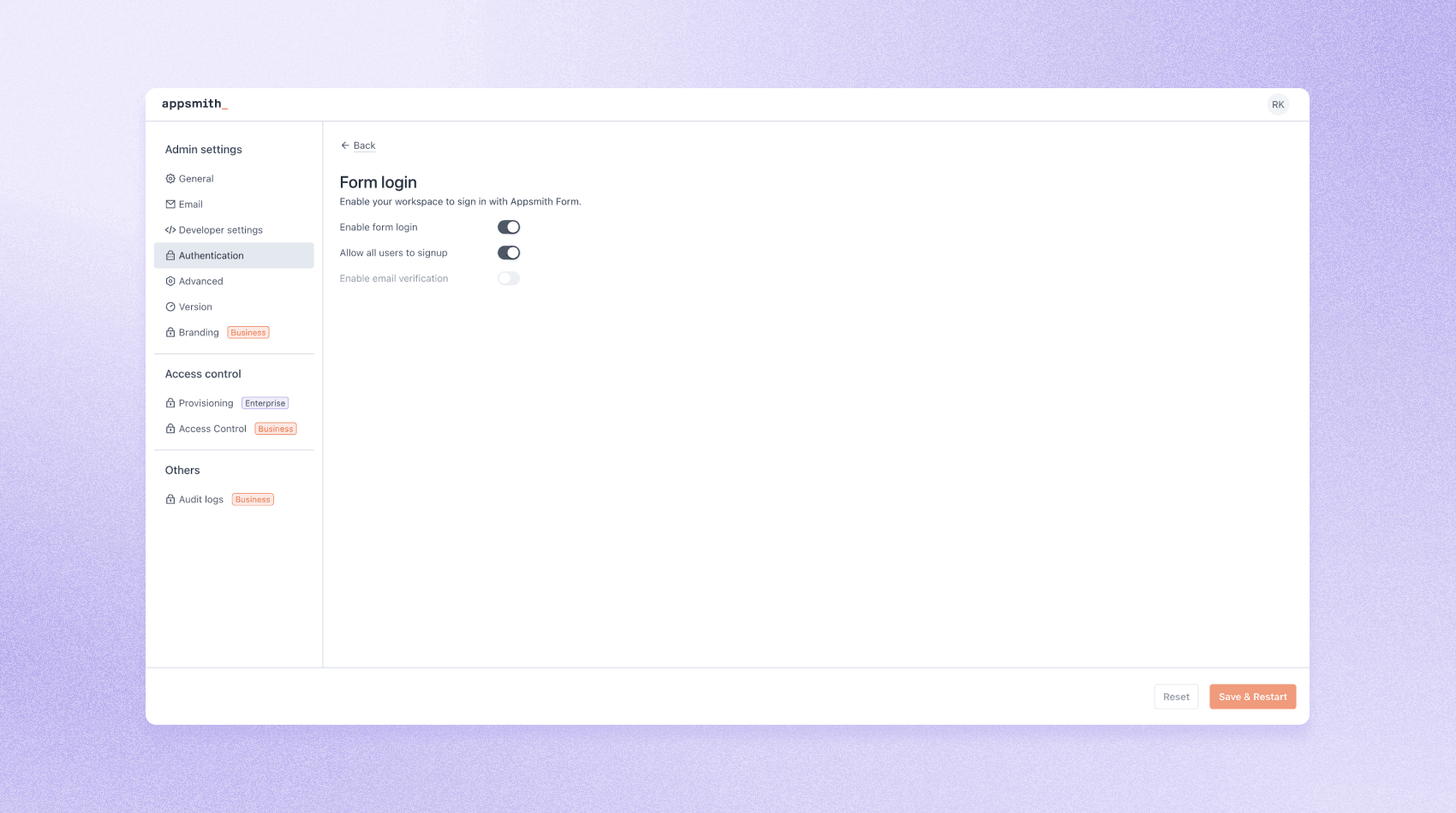 Admin panel with a visual representation of the email verification button.