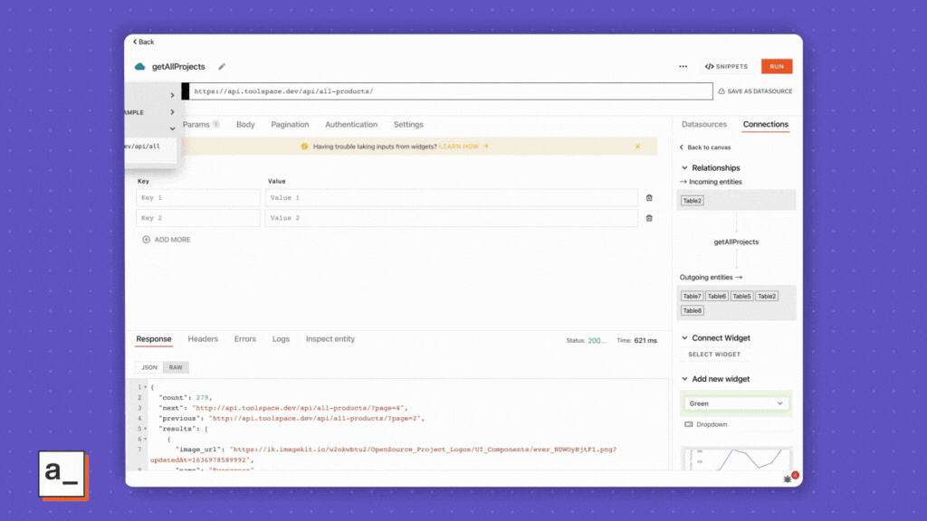 We just add a Tablename.pageNo param to the API. That’s it.